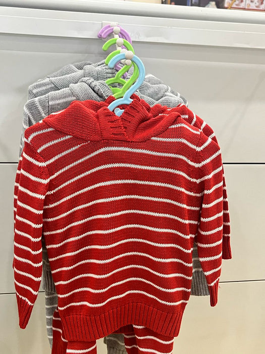 Hooded Striped Knit Cardigan