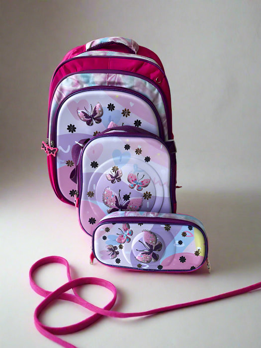 3pc 3D Butterfly School Bag