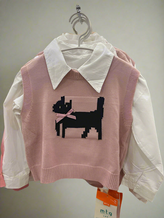 Girls 2pc Shirt with Sweater Vest