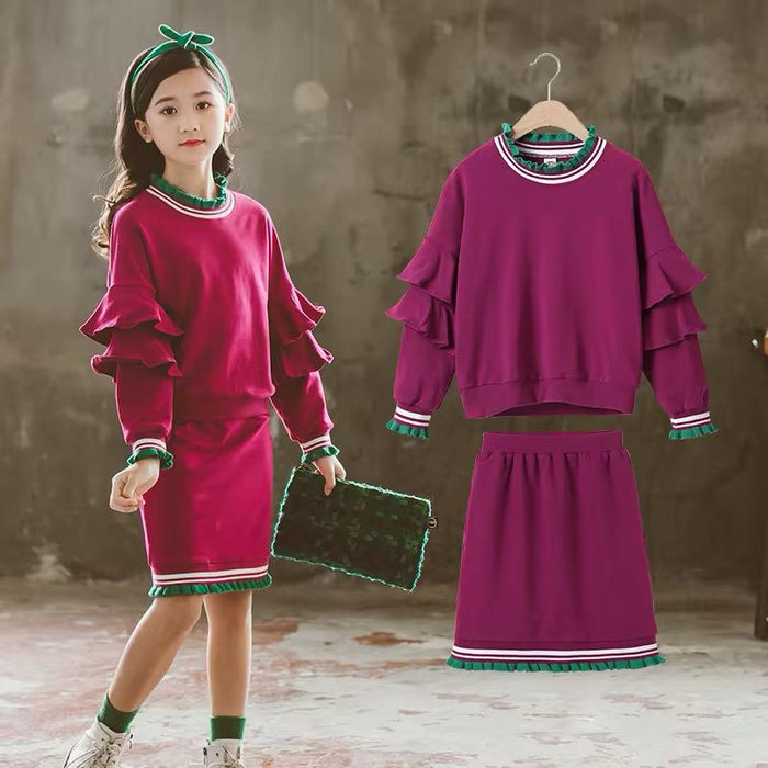 Girls Knitted Pullover Sweater with Skirt