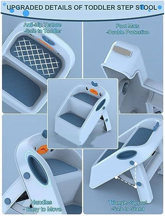 Foldable Toddler Kids Step Stool Kitchen Bathroom Sink Step Stool Toddler Bathroom Sink Toilet Potty Training Child Kitchen Helper Plastic Ladder