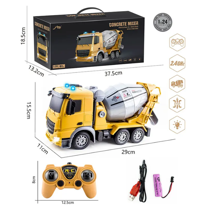 2.4g 6ch Rc Truck Concrete Mixer Engineering Truck Light Construction Vehicle Toys for Kids Construction Vehicle Toys Remote Car