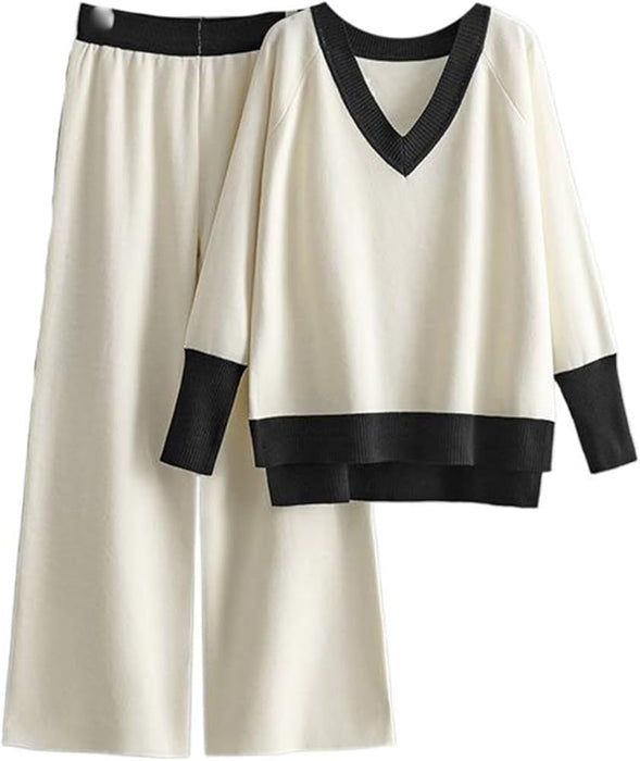 Loose V-Neck Two Piece Set