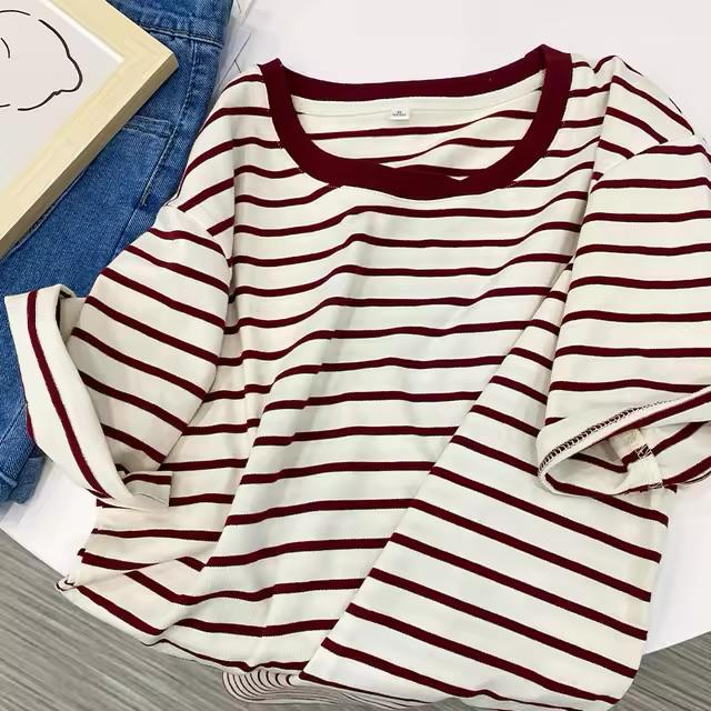 2025 New Breathable Kids Shirts Summer Children's Short Sleeve Striped T-shirt for Boys and Girls
