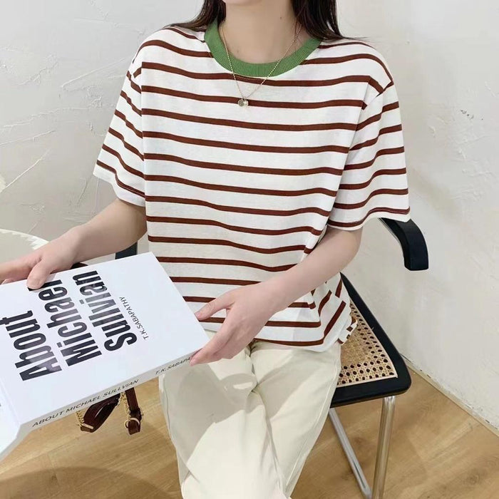 2025 New Breathable Kids Shirts Summer Children's Short Sleeve Striped T-shirt for Boys and Girls