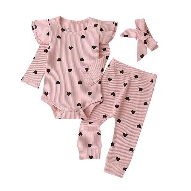Two Pcs Set Long Sleeve Ruffle Romper