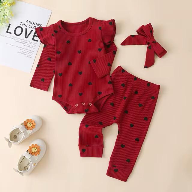 Two Pcs Set Long Sleeve Ruffle Romper