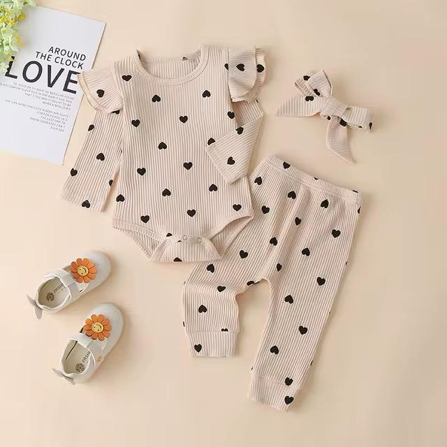 Two Pcs Set Long Sleeve Ruffle Romper