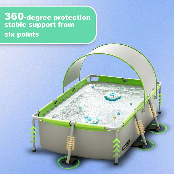 StarZe Rectangular Swimming Pool with Canopy Sunshade for Backyard (260*170*66cm)
