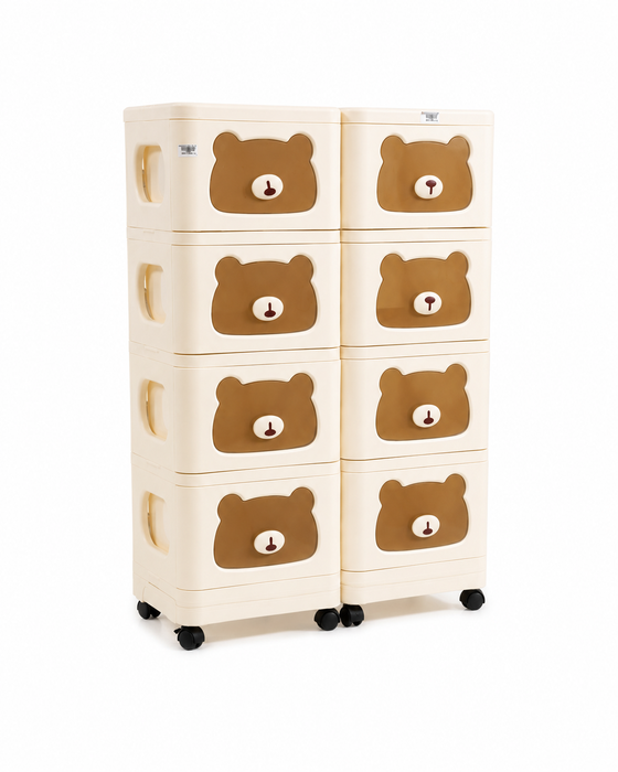 5-tier Double Teddy Bear Rolling Storage Cabinet.