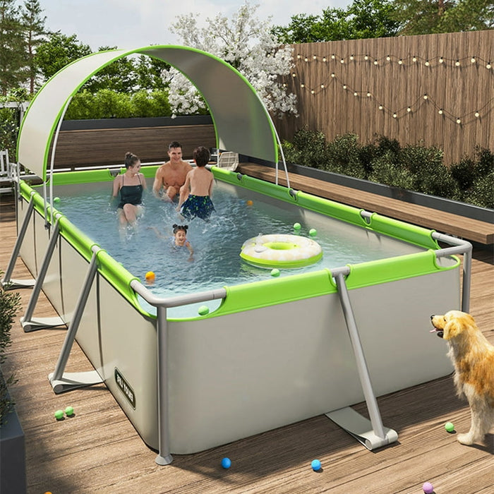 StarZe Rectangular Swimming Pool with Canopy Sunshade for Backyard (260*170*66cm)