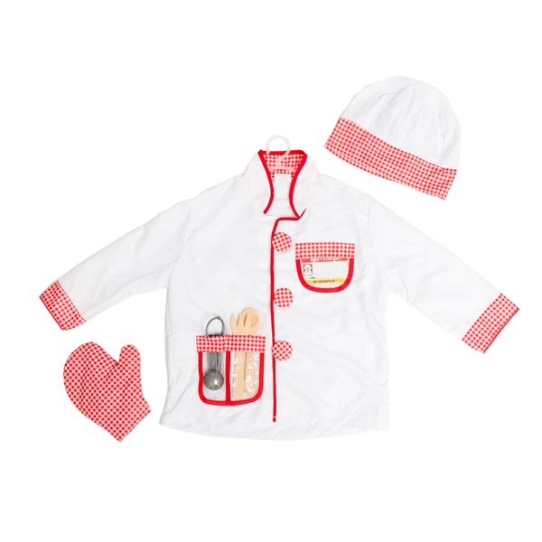 Kids Chef Costume 8-Piece Role Play Outfit
8 Pieces, Pretend Play Chef, Jacket, Hat, Oven Mitt, Wooden Utensils, Cooking Dress Up Set, Preschool Toys for Kids, Ages 3-8