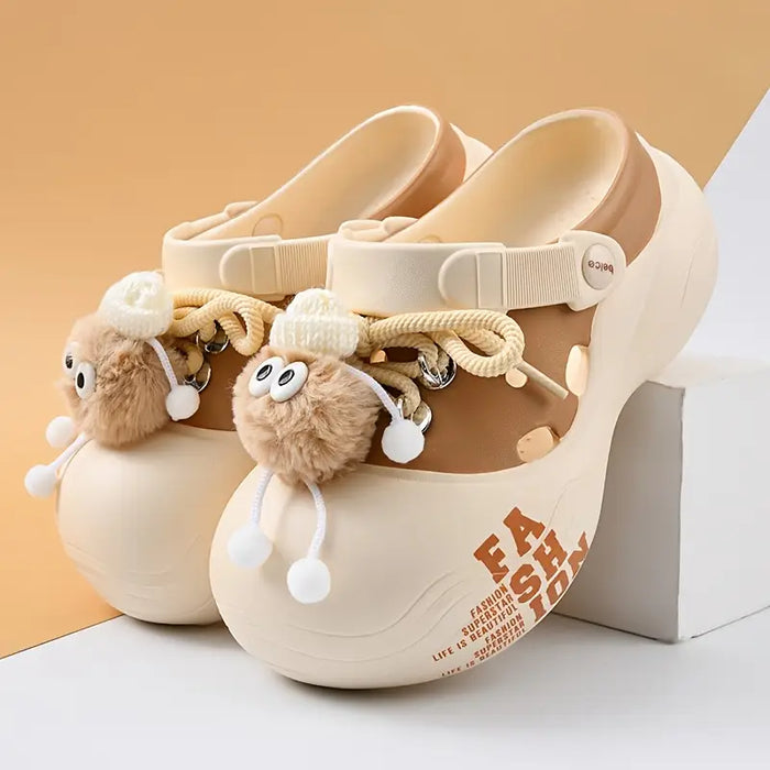 Ball Crocs Kid's Slippers, Summer Closed-Toe Shoes with Heel Straps