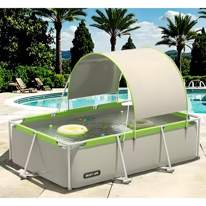 StarZe Rectangular Swimming Pool with Canopy Sunshade for Backyard (260*170*66cm)