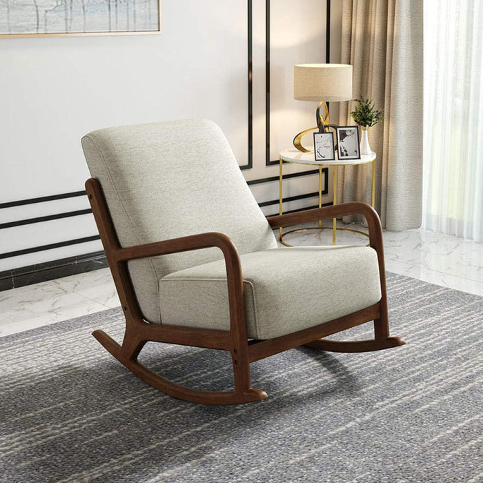 Latest Modern Lazy Velvet Recliner Lounge Leisure Rocking Living Room Wooden Chairs