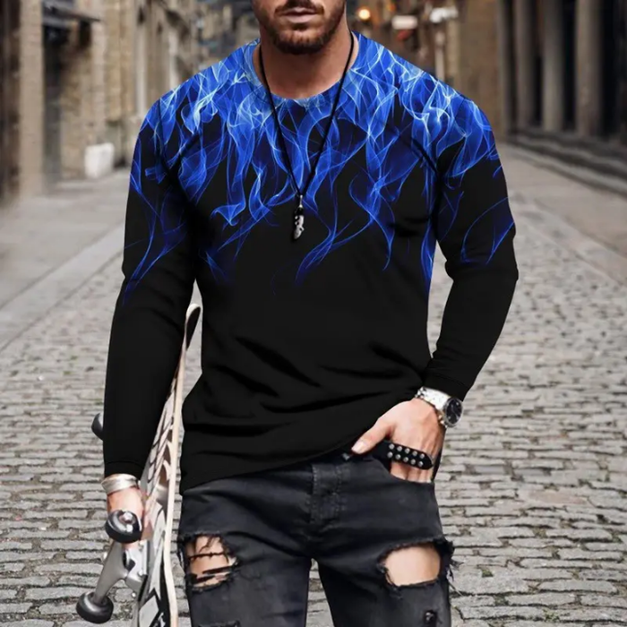 Plus Size Men's Long Sleeve T Shirt Print Pattern Street Fashion Trend Men Long Sleeve T Shirt