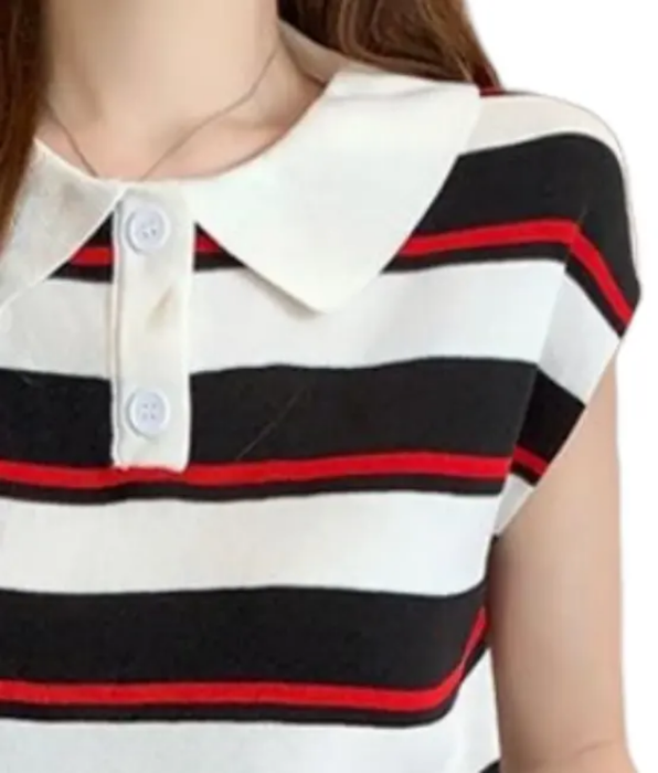 Korean Children's Bear Sleeveless T-shirt Casual Striped POLO Collar T-shirt for Boys Girls