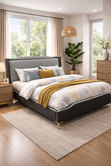 Modern Leather Upholstered Bed Frame