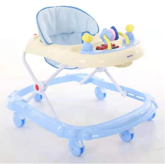 Adjustable Foldable Baby Walker Toy Safety Musical Light-Embellished Toddler Car Cloth Iron Frame With Plastic Material Learning