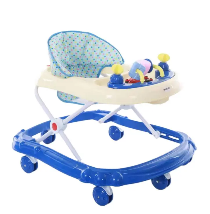 Adjustable Foldable Baby Walker Toy Safety Musical Light-Embellished Toddler Car Cloth Iron Frame With Plastic Material Learning