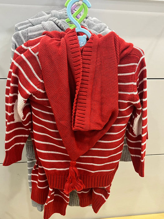 Hooded Striped Knit Cardigan