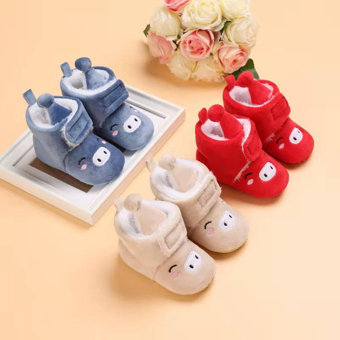 Boot Socks with Bowknot Toy Terry Thick Winter Anti-Slip Rubber Sole Button Closure for Spring Seaso