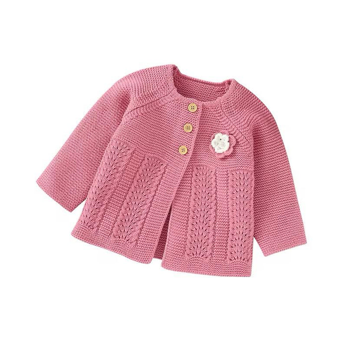 Girls' Knitted Long Sleeved Autumn Cardigan Sweater Cute Children's Clothing