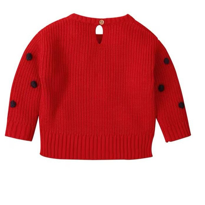 Dots Girls Crochet Sweater Newborn Baby Boys Knit Pullovers Spring Outerwear Children Kids Knitwear Long Sleeve Jumper Pink