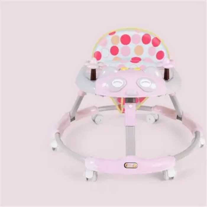 Lorda Pink Six-Wheel Kids Walker 360 Degree Rotating Baby Walker with Comfortable Seat Plastic Frame for Girls