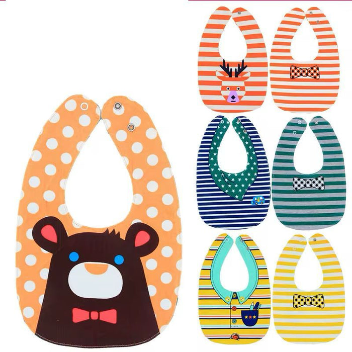 Low MOQ High Quality Colorful Lovely Animals Cotton Organic Baby Bandana Bib