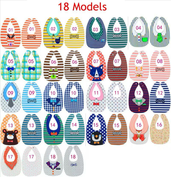 Low MOQ High Quality Colorful Lovely Animals Cotton Organic Baby Bandana Bib