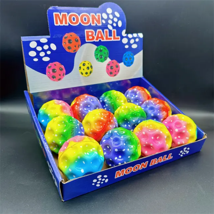 63mm Pu High Bounce Pressure Ball Elastic Ball with Box Bounce Training Moon Ball Interactive Toy for Children