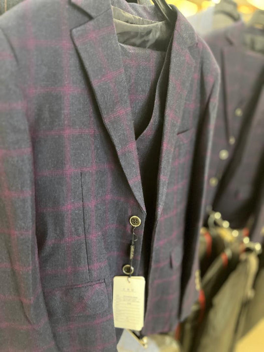 Boy's Red Plaid 3pc Suit