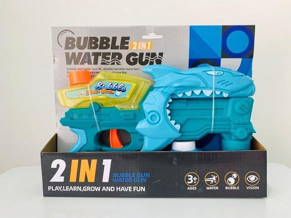 Manual Water Absorption 2 in 1 Multifunctional Outdoor Toy Water Gun Children's Shark Bubble Gun Toy