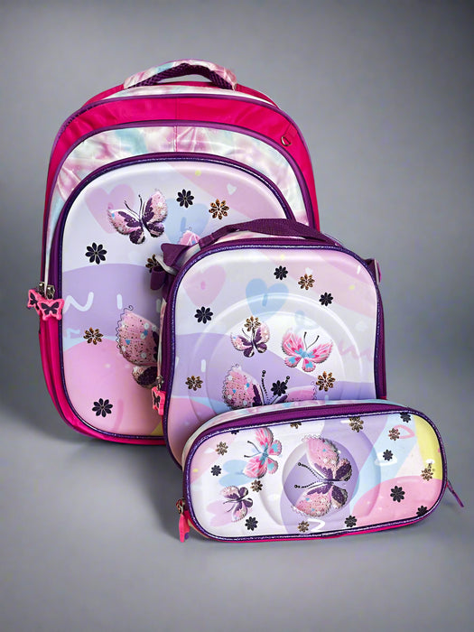 3pc 3D Butterfly School Bag