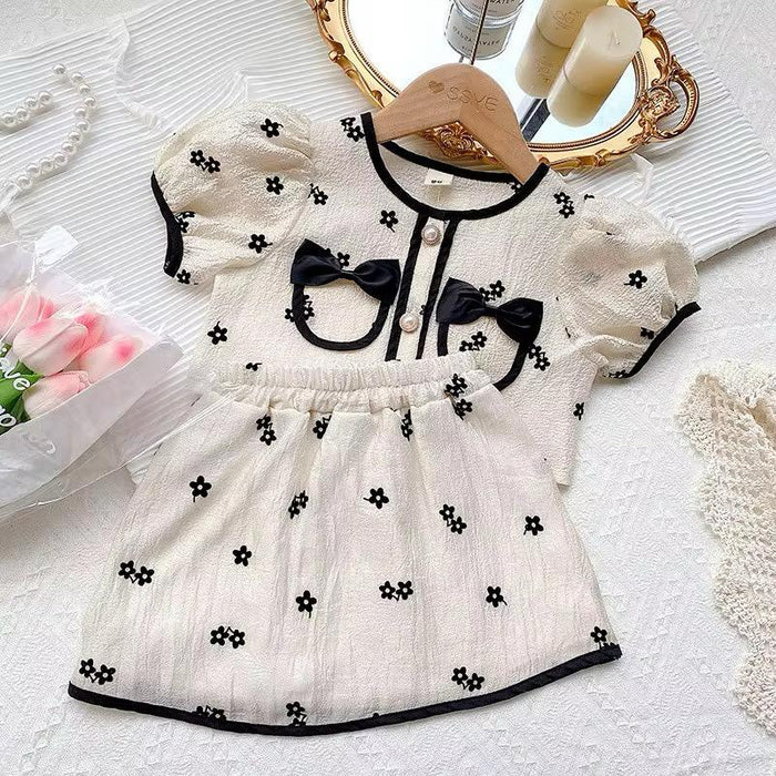 Girls Cardigan Coat + Skirt Suit