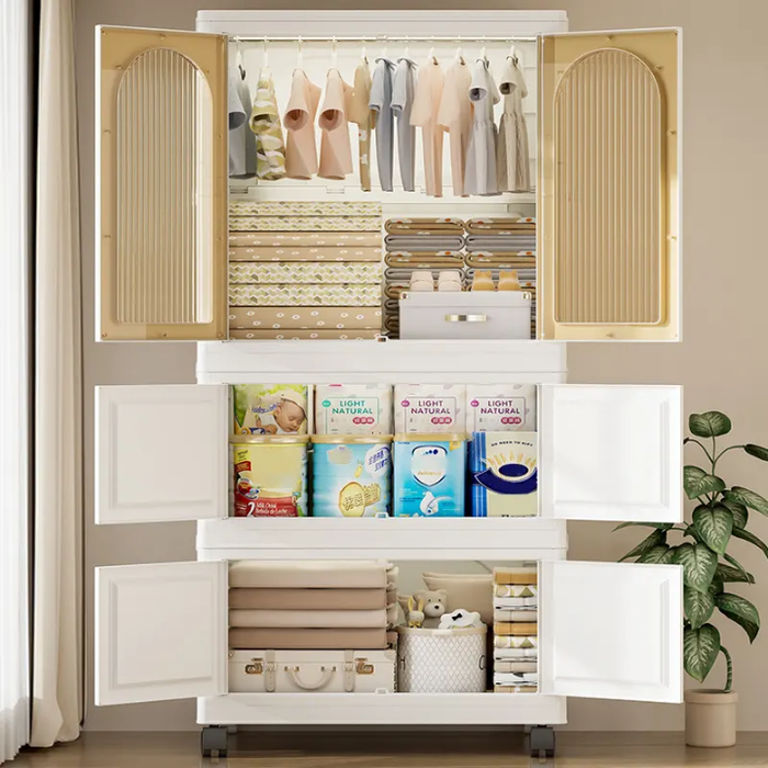 Folding Clothes Cartoon Organizer for Bedroom Double Door Baby Wardrobe Children's Wardrobe Storage Cabinet