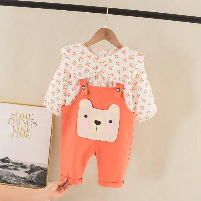 Toddler Girls Top and Suspender Pants Set