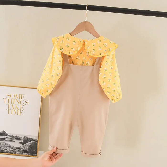Toddler Girls Top and Suspender Pants Set