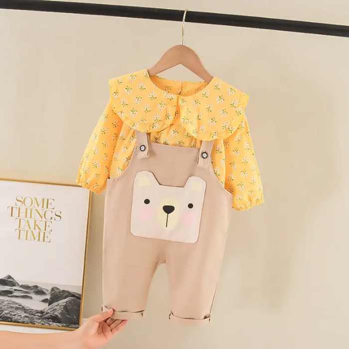 Toddler Girls Top and Suspender Pants Set