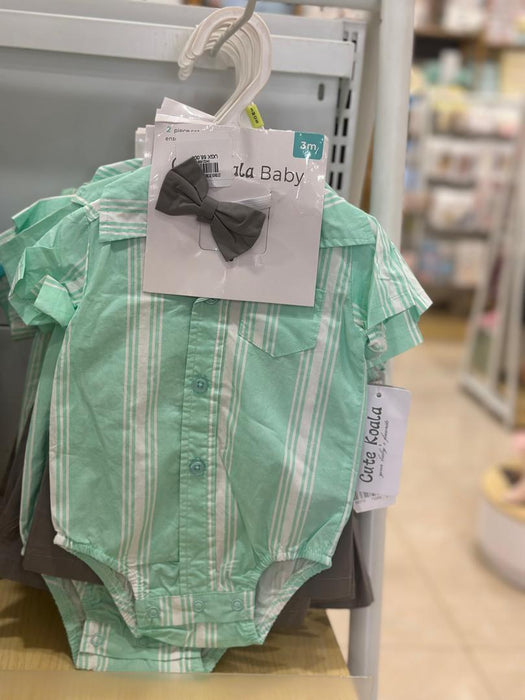 Summer Children's Boys' Clothing Set With Stripes Formal Children's Cotton Bow Shirt Suspender Pants Set Male Baby Gentleman