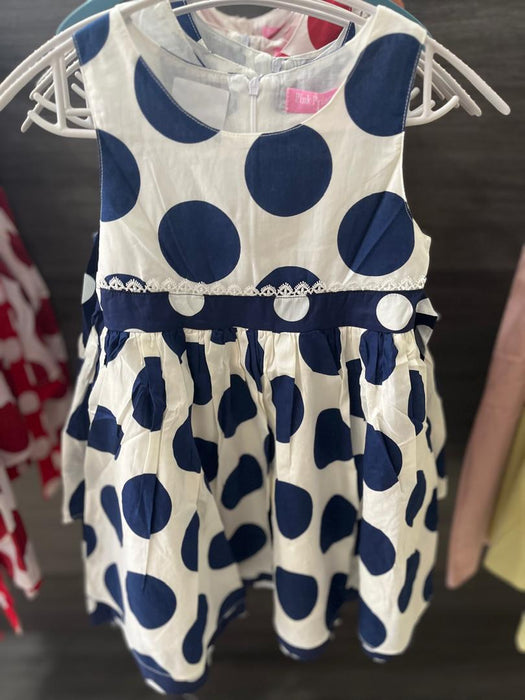 Simple Design Polka Dot Print Baby Girl Sleeveless Dress Elegant Summer Cotton Dresses for Little Girls