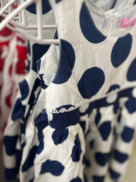 Simple Design Polka Dot Print Baby Girl Sleeveless Dress Elegant Summer Cotton Dresses for Little Girls