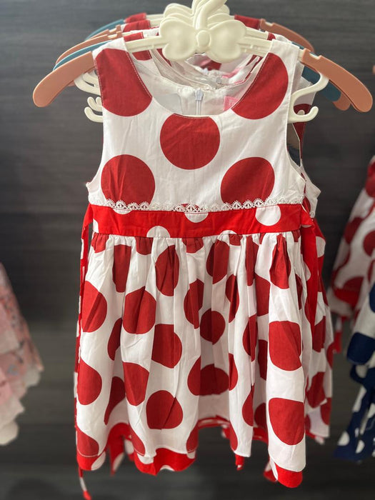 Simple Design Polka Dot Print Baby Girl Sleeveless Dress Elegant Summer Cotton Dresses for Little Girls