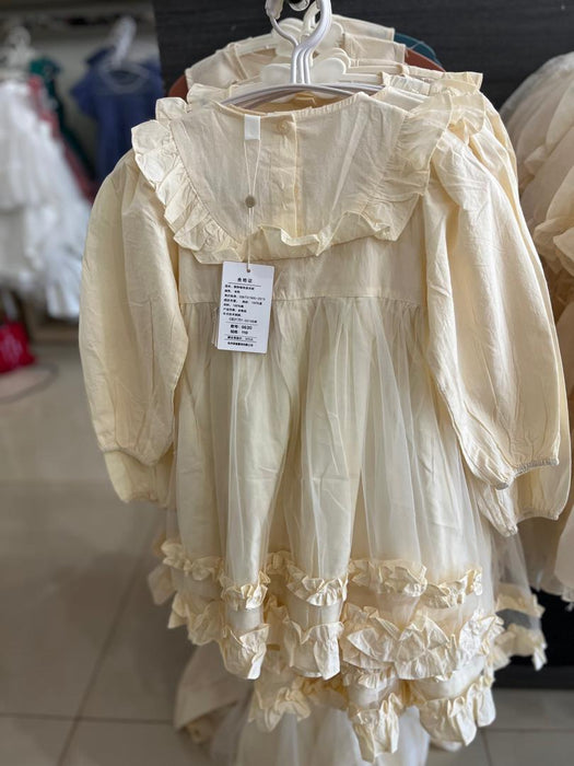 YOEHYAUL OEM ODM 100% Cotton Girls Solid Lace Beige Blouses&shirts Wholesale Kids Girls Polo Shirts Blouse Top Designs