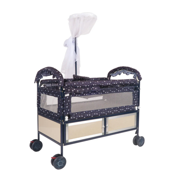 Modern Design Foldable Bedside Crib with Mesh Steel Canopy New Diaper Table for Park Hospital School Dining Living Room Use