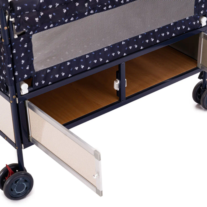 Modern Design Foldable Bedside Crib with Mesh Steel Canopy New Diaper Table for Park Hospital School Dining Living Room Use