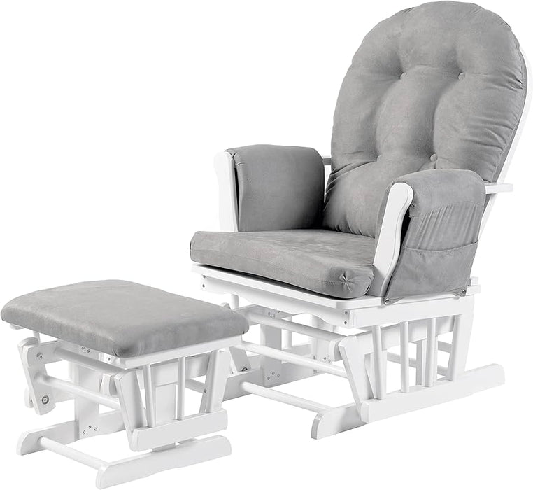 Nursing Glider Rocking Chair Maternity Armchair with Footstool and Washable Cover