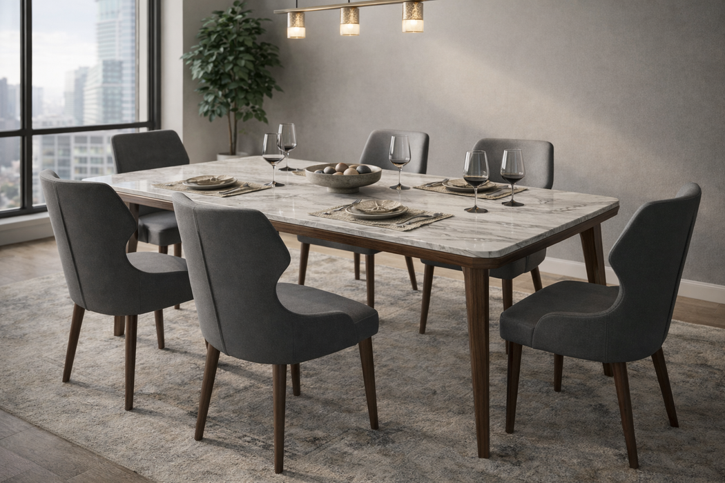 6 Seater Ceramic Square Table