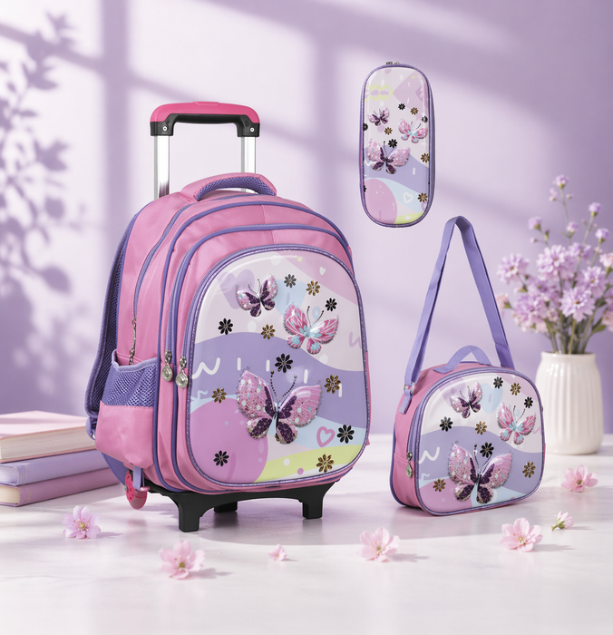3pc 3D Butterfly School Bag